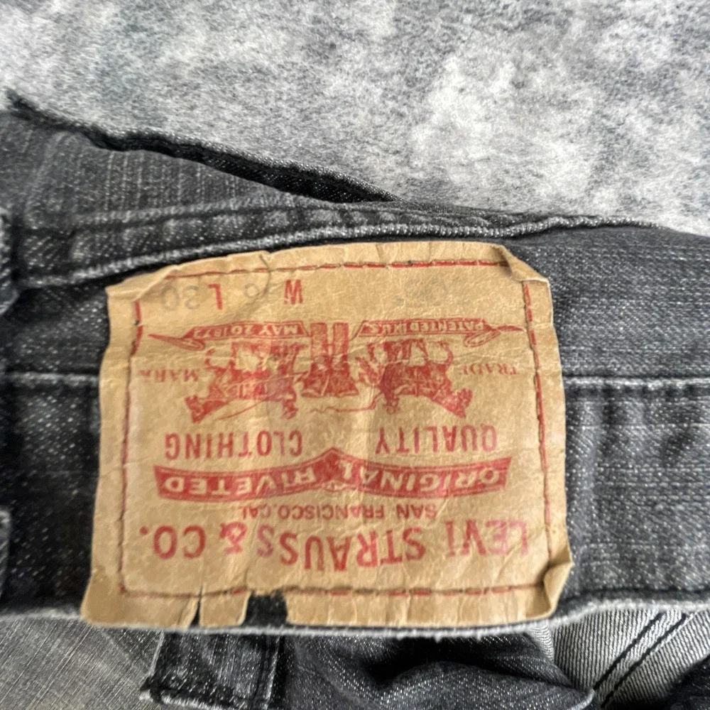 Levi's Mens 36x30 505 Straight Fit Jeans Faded Black Denim Casual Classic
